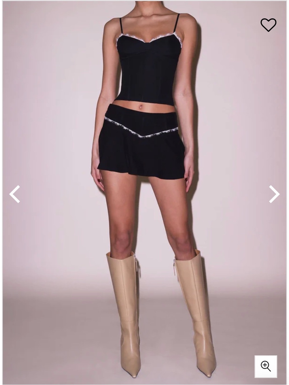 NEW Fleur du Mal Silk Black Mini Skirt with White Trim
